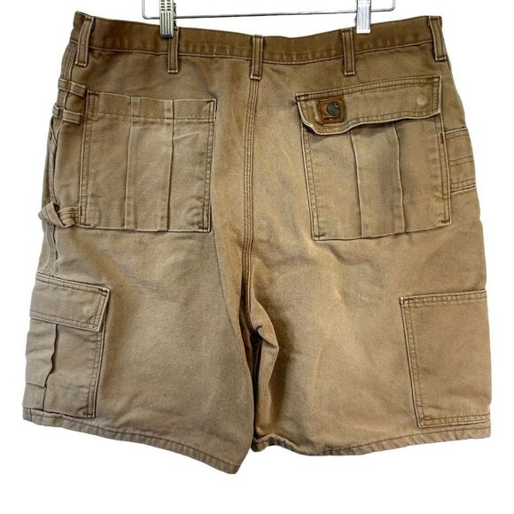 90s Carhartt duck canvas Mens 40 Distressed Faded Shorts tan - Picture 14 of 16